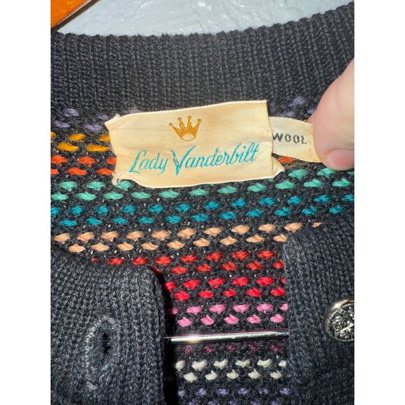 Vintage Lady Vanderbilt Wool Rainbow Knit Sweater - No Size - Picture 4 of 7